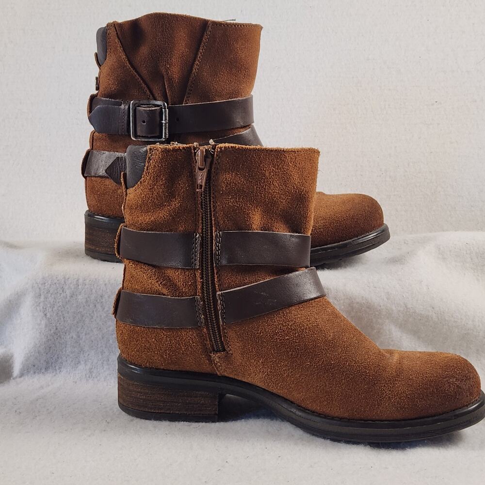 Steve Madden Womens Dormaa Cognac Brown Leather Suede Boots Sz 7.5